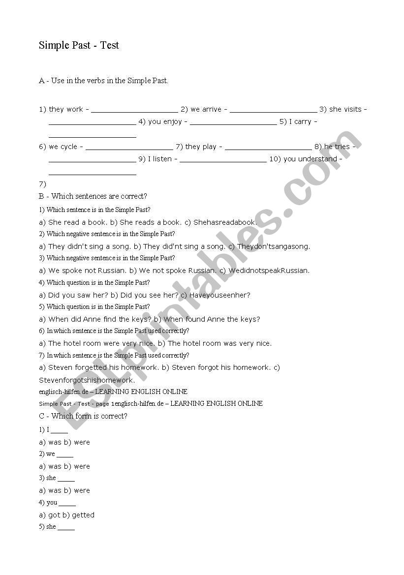 Simple Past worksheet