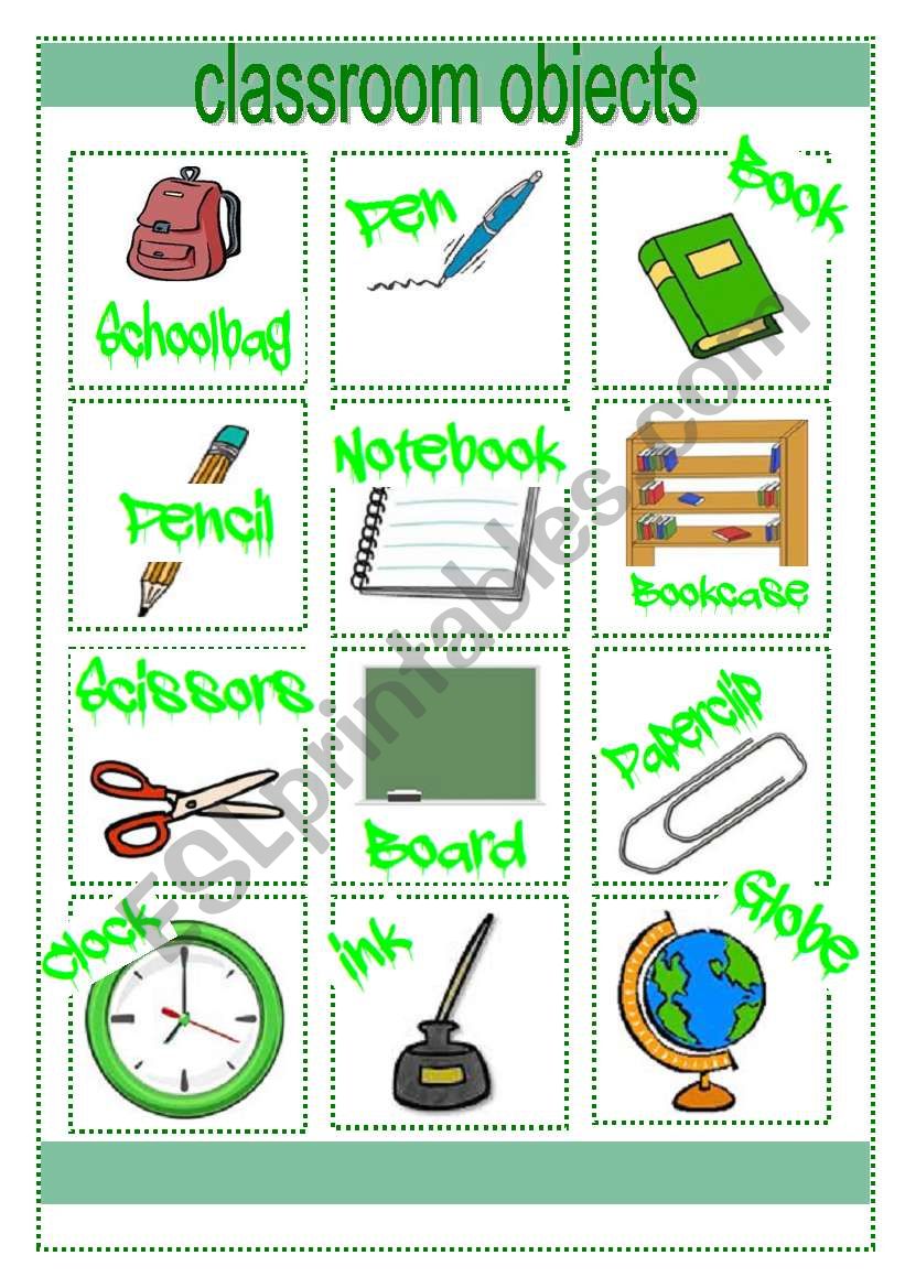 classroom objects 1 worksheet