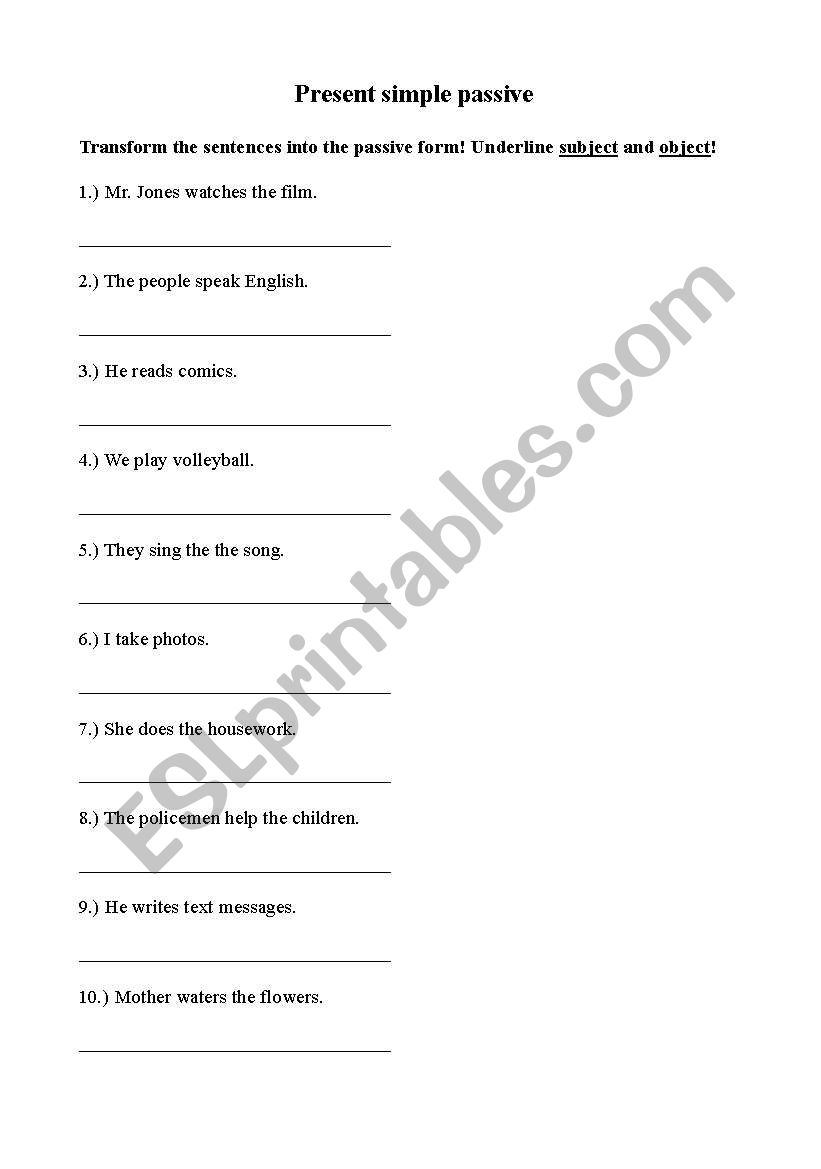 Present simple passive worksheet