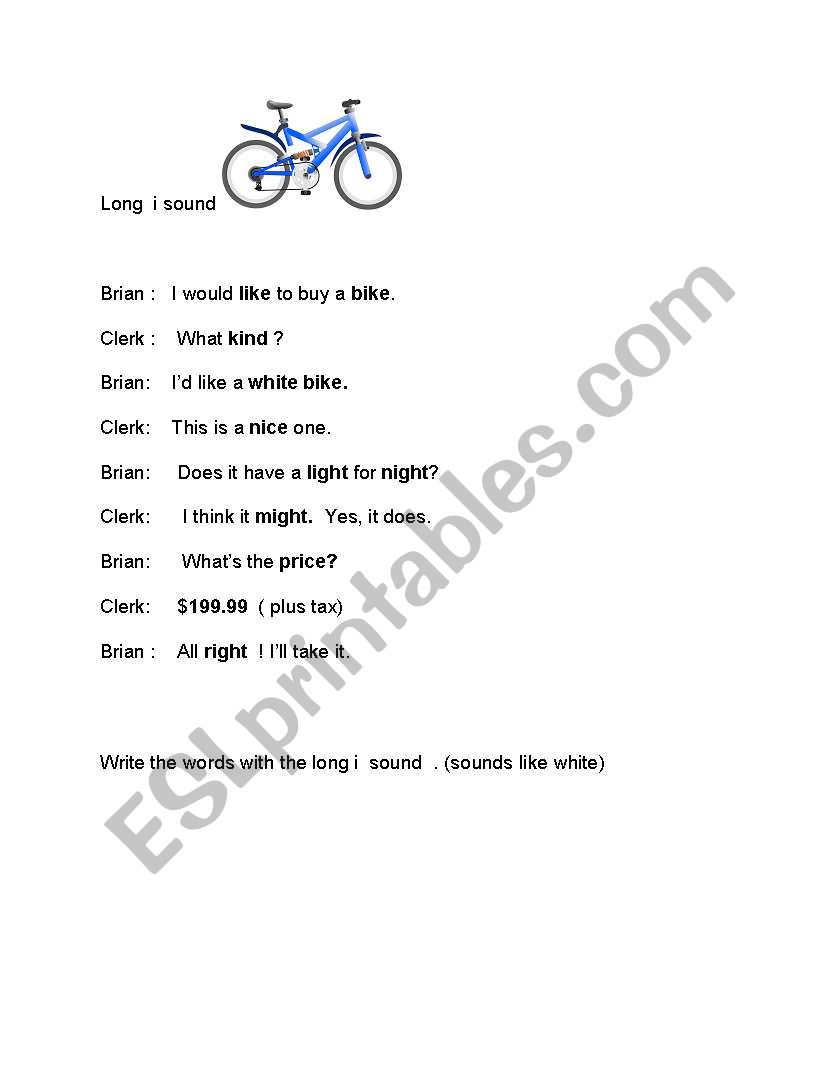 Cycling Pronunciation Story- Long i sound