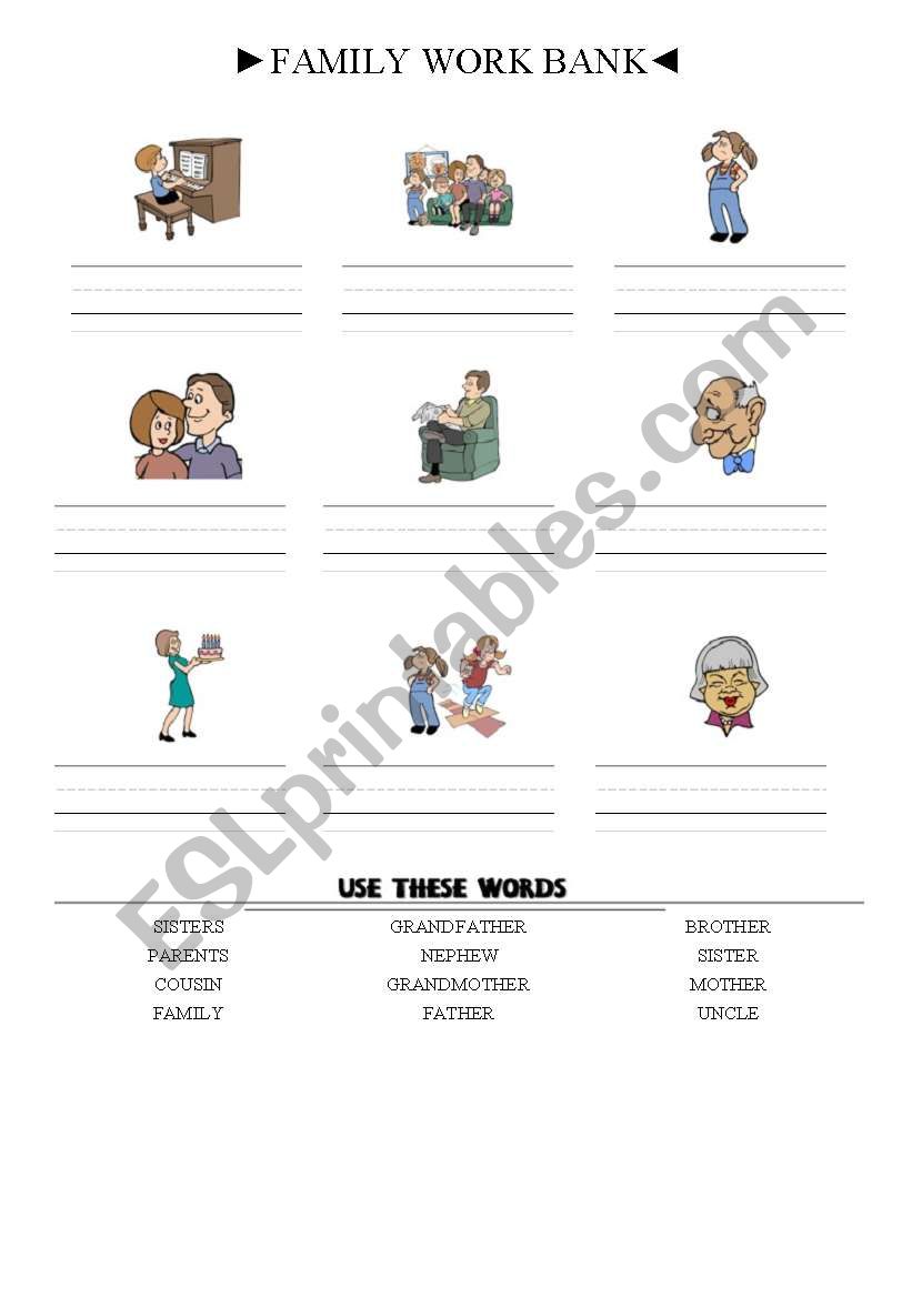 Family Work Bank worksheet