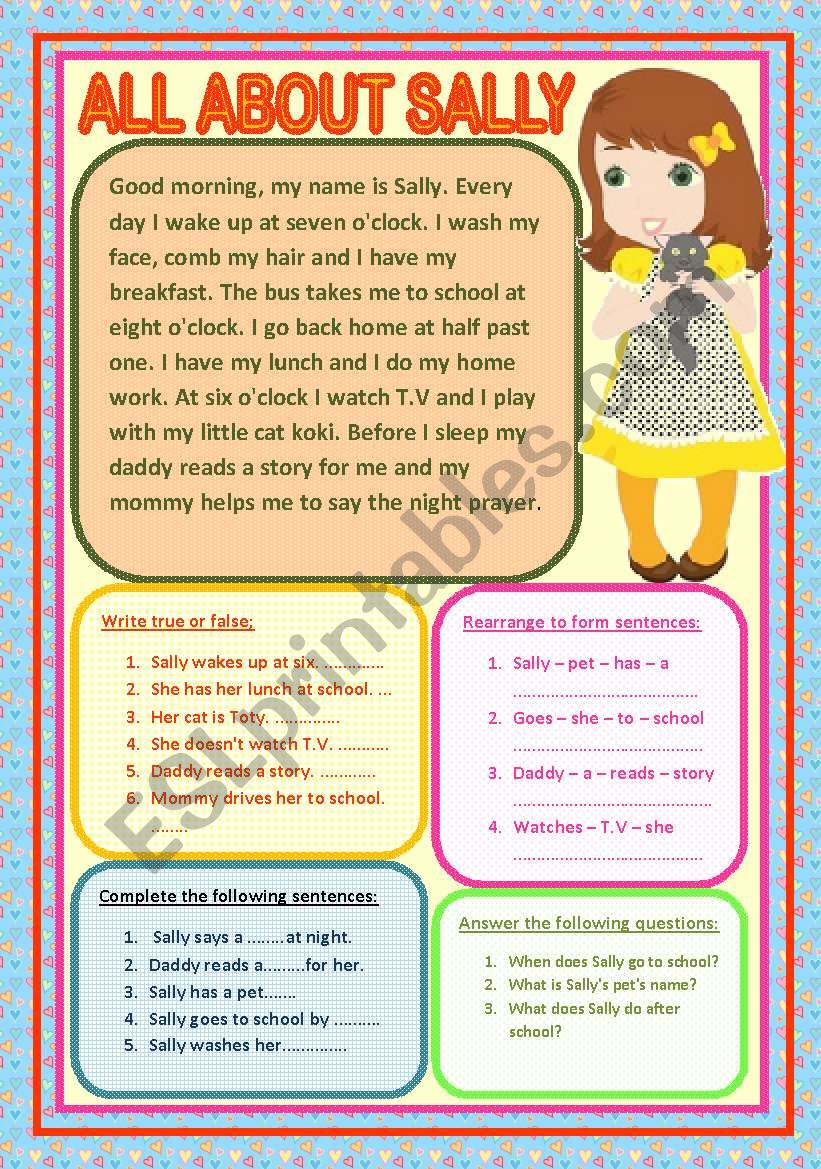 ALL ABOUT SALLY worksheet
