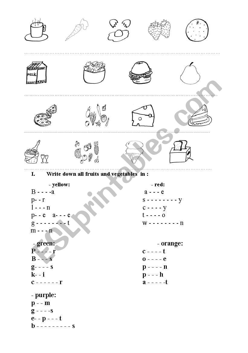 food worksheet