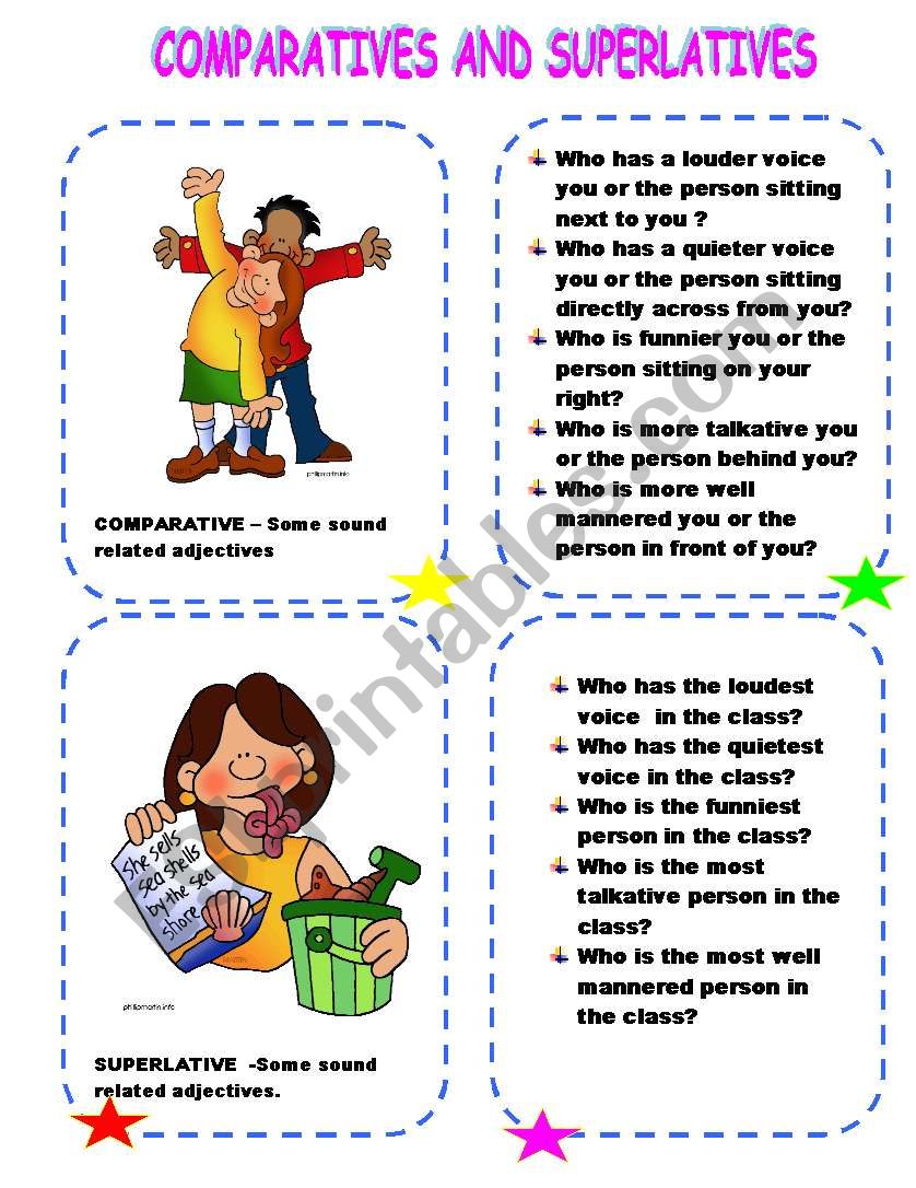 COMPARATIVES AND SUPERLATIVES - ADJECTIVES OF SOUND AND DISTANCE WITH PREPOSITIONS