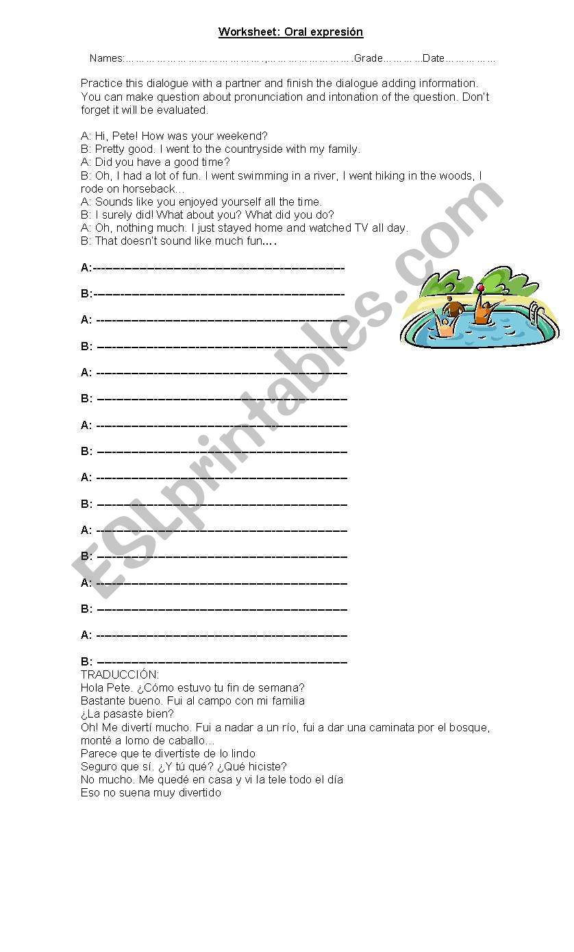 past tense dialogue worksheet