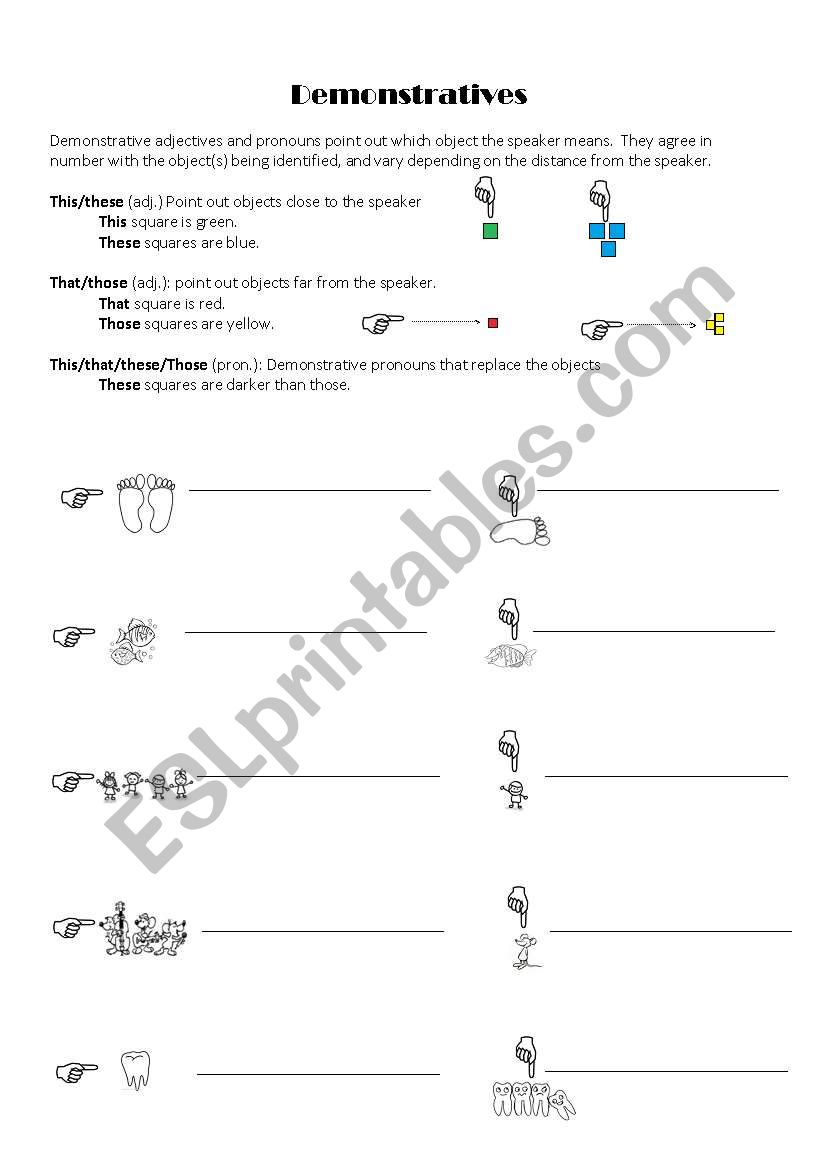 Demonstrative Pronouns worksheet