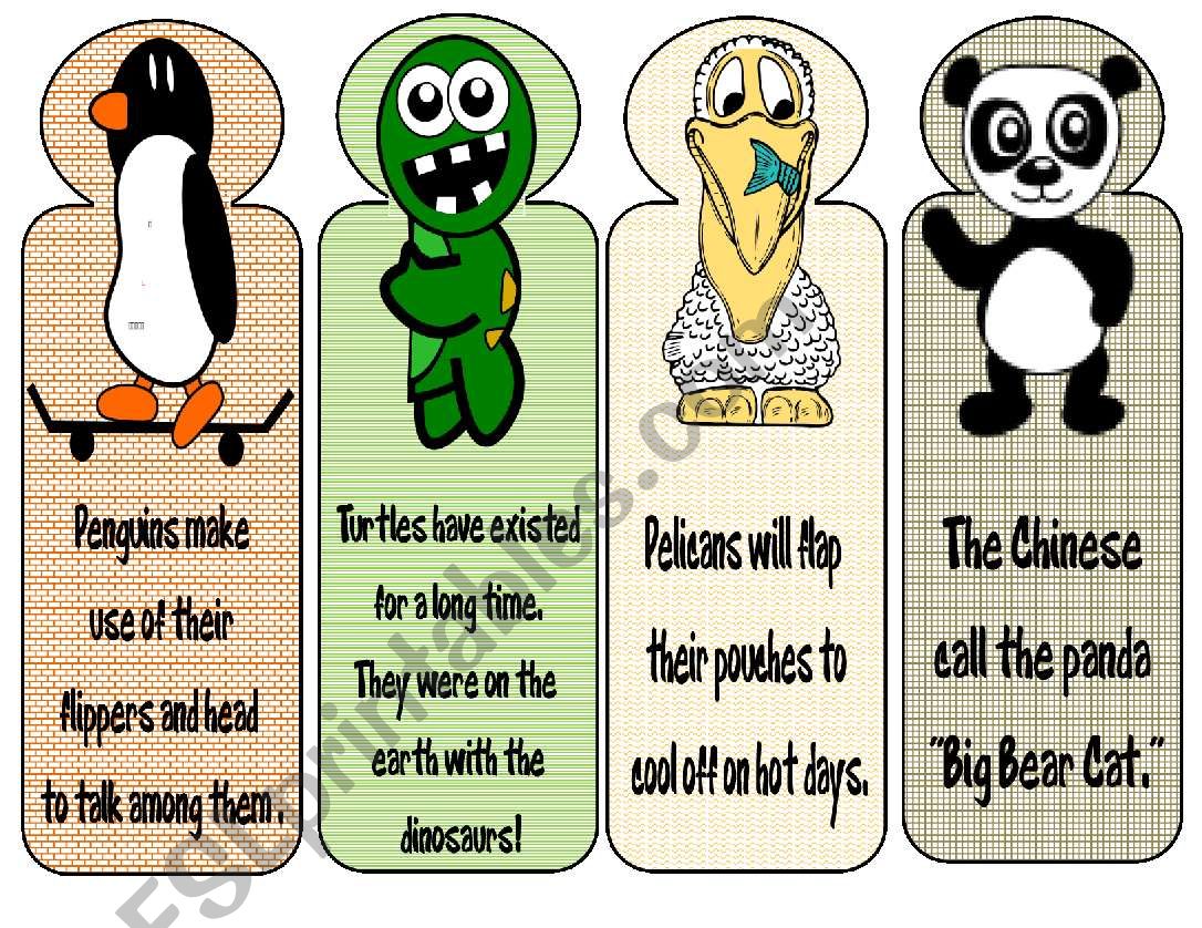 BOOKMARKS- Animals2 worksheet