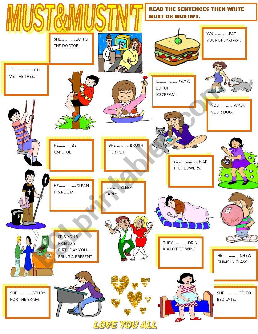 MUST&MUSTNÂ´T worksheet