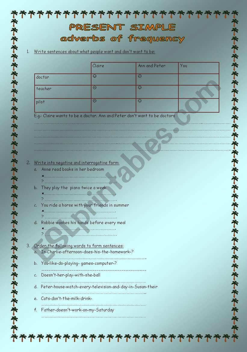PRESENT SIMPLE AND ADVERBS OF FREQUENCY