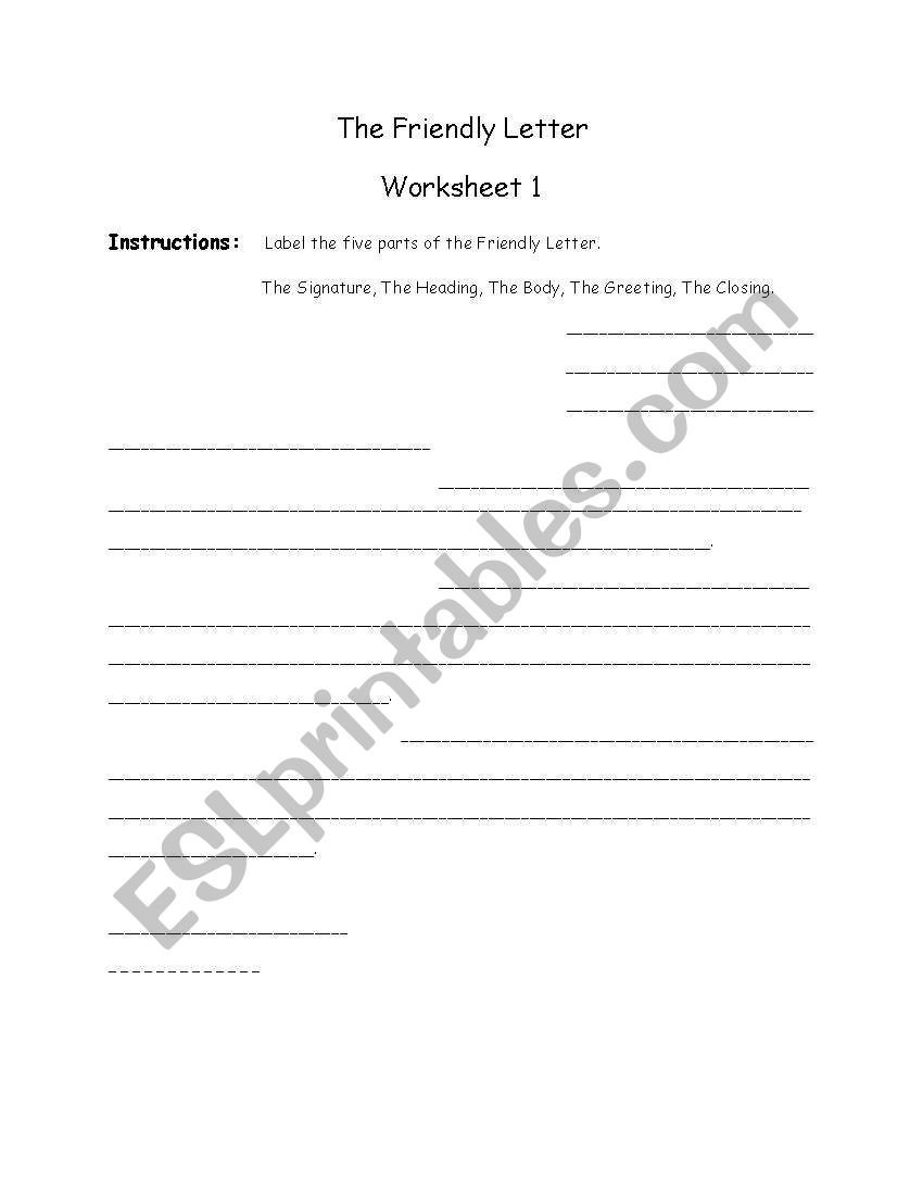 The Friendly Letter worksheet