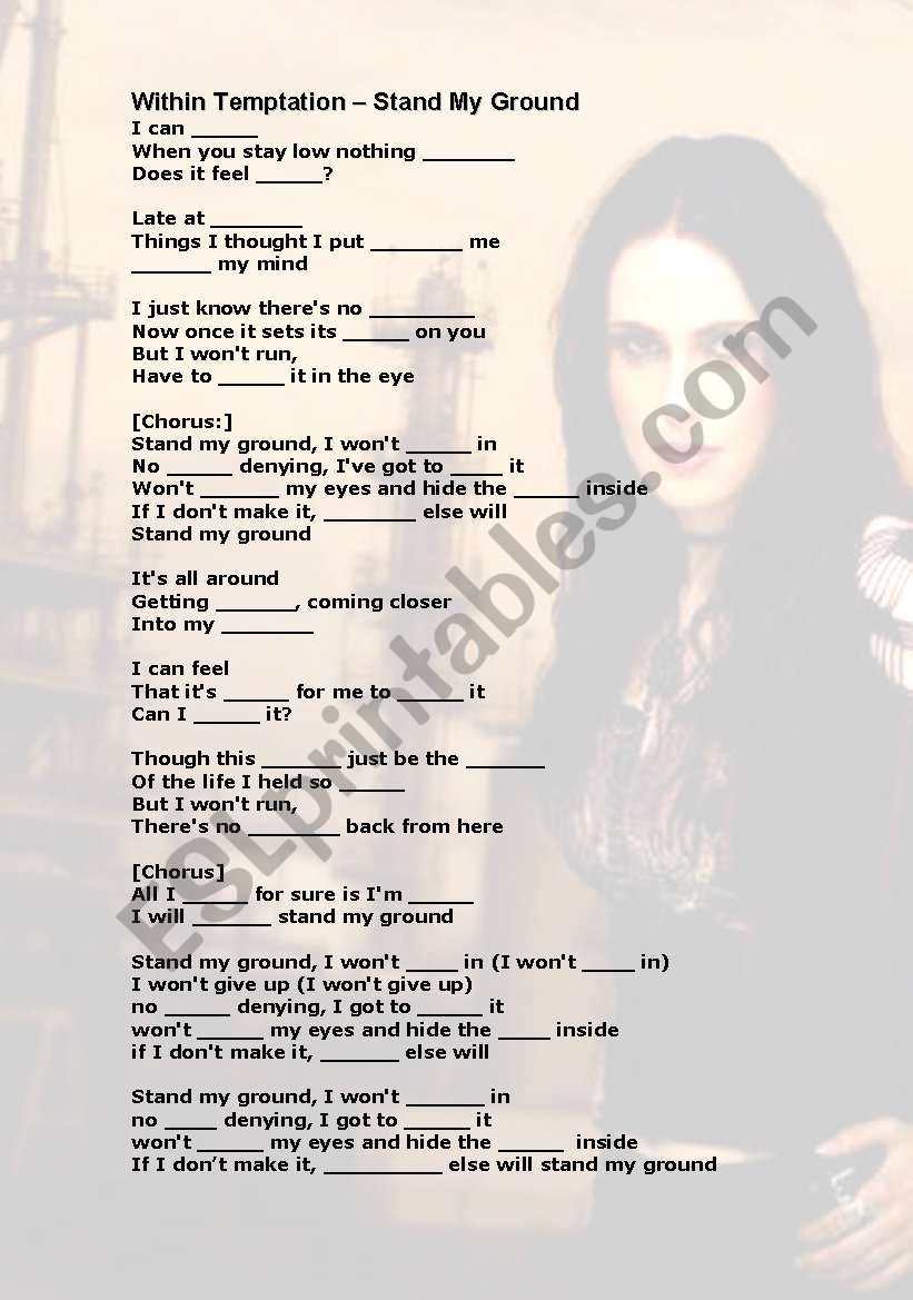 Within Temptation - Stand My Ground song worksheet