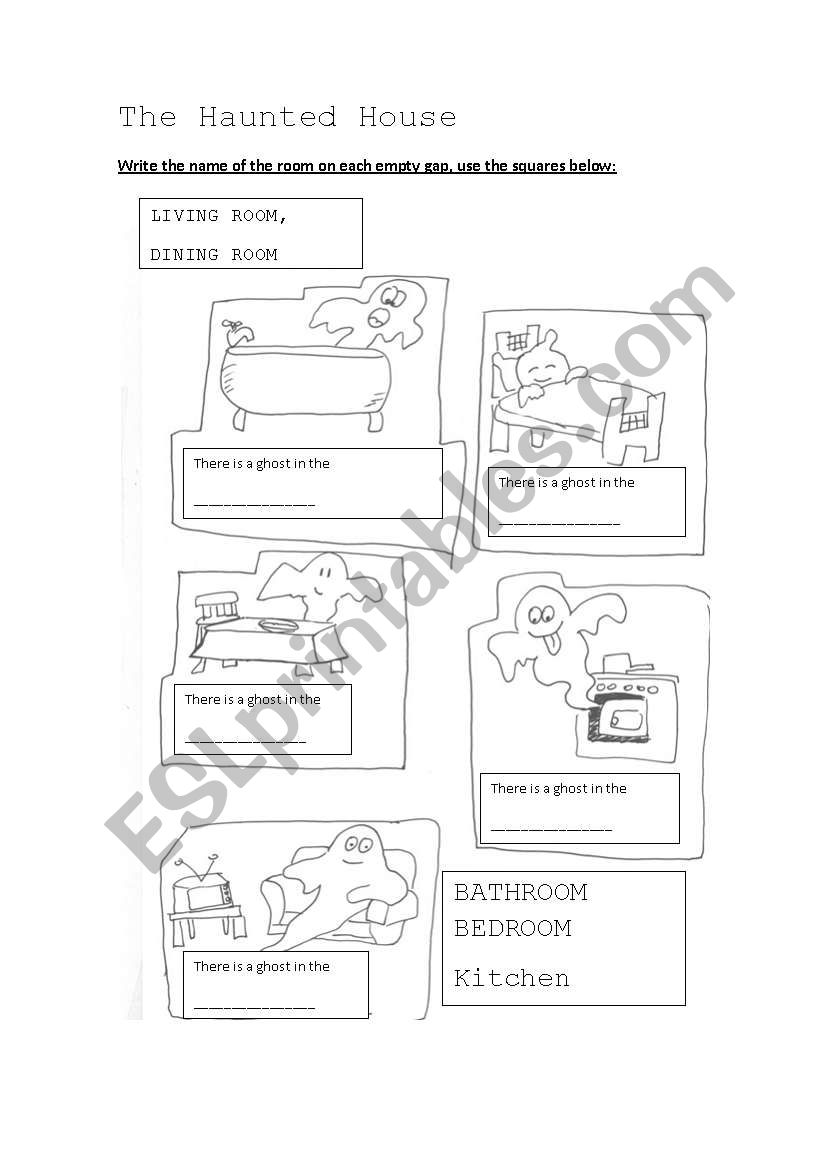 The haunted house (Rooms) worksheet