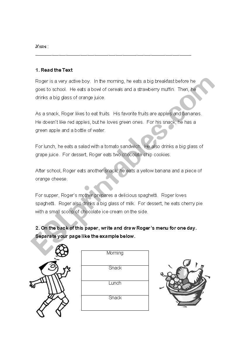 Food worksheet