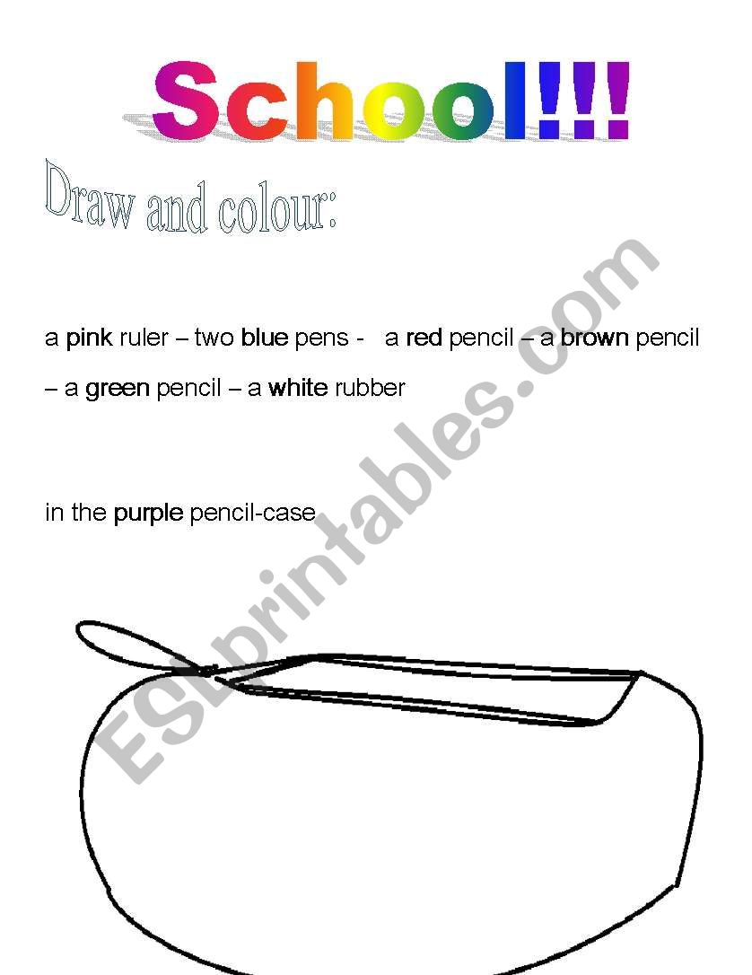 school objects worksheet