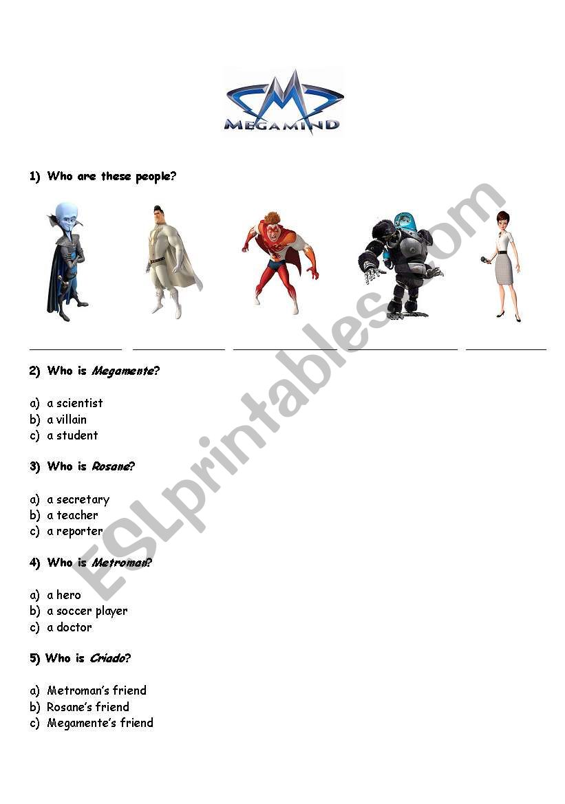 MEGAMIND worksheet