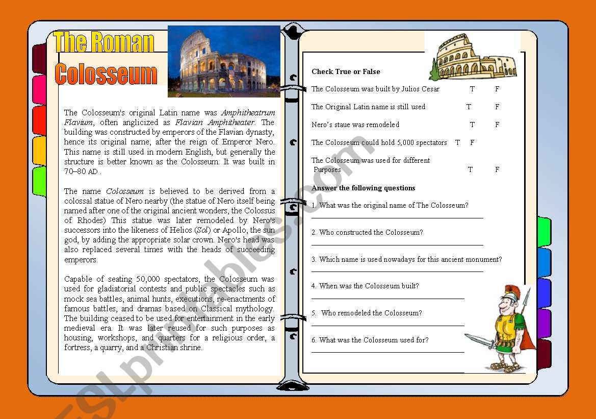 The Roman Colesseum worksheet