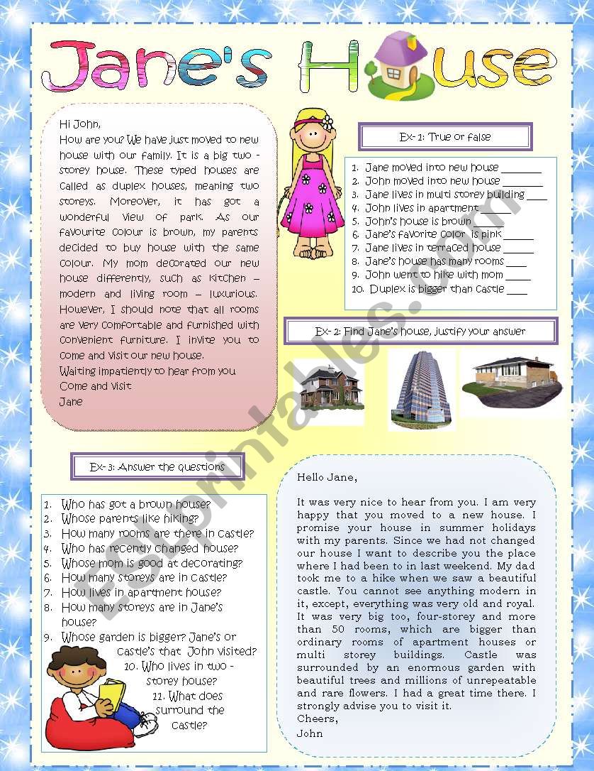 JaneÂ´s house description   worksheet