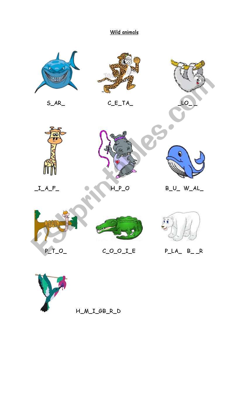 Animals Spelling worksheet