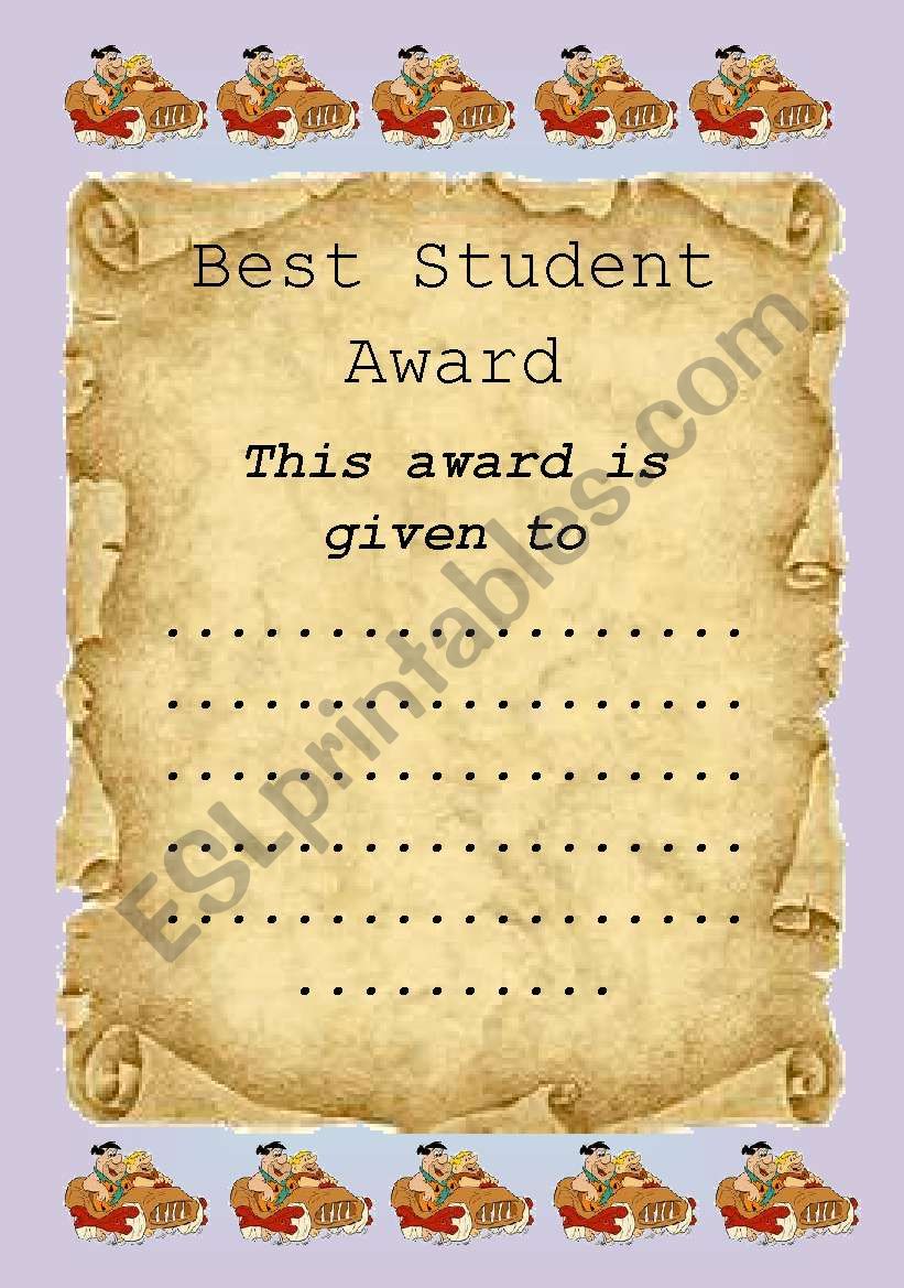 Best Student Award worksheet