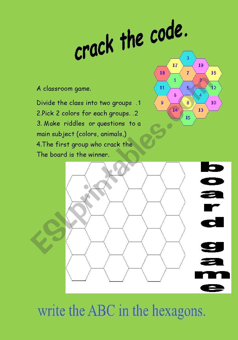 crack the code. worksheet