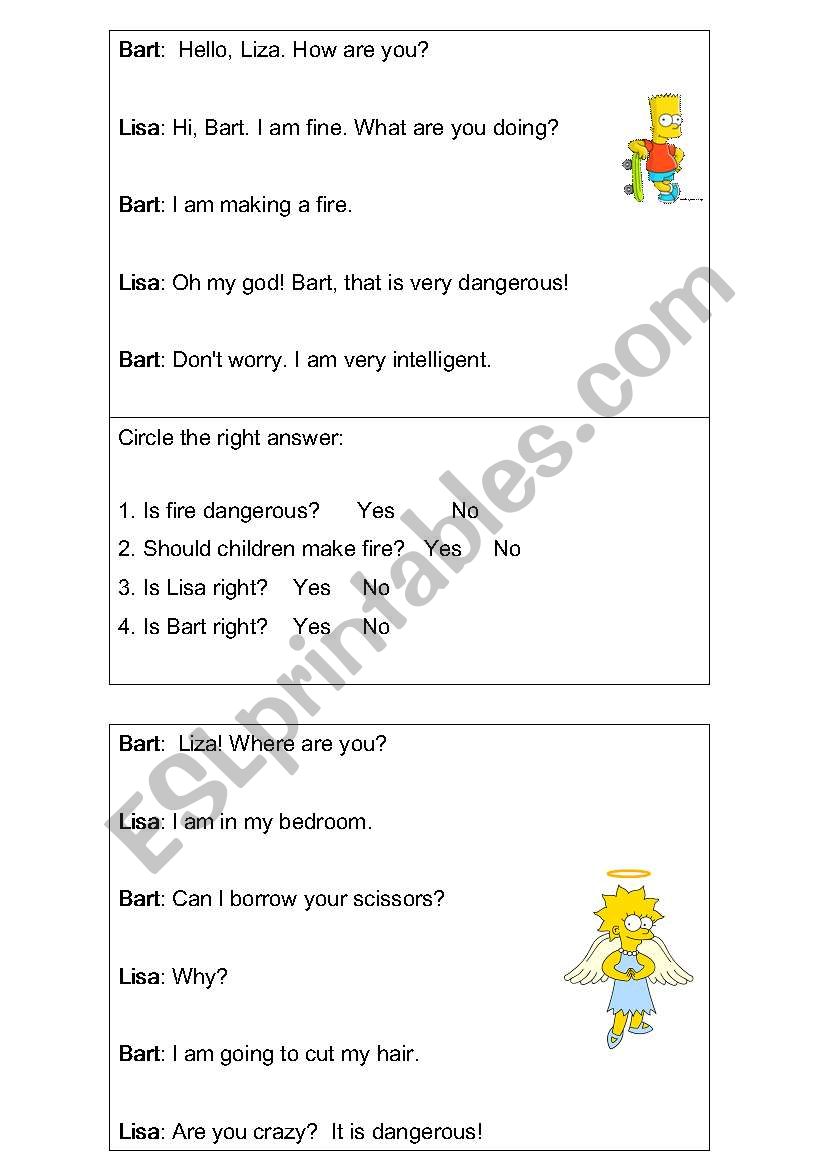 Simpsons dialogue worksheet