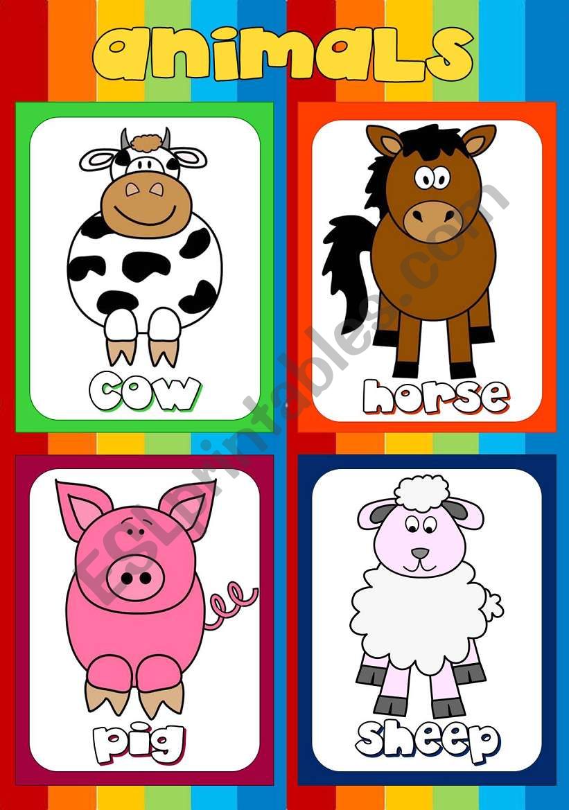 Animal flashcards (2) worksheet