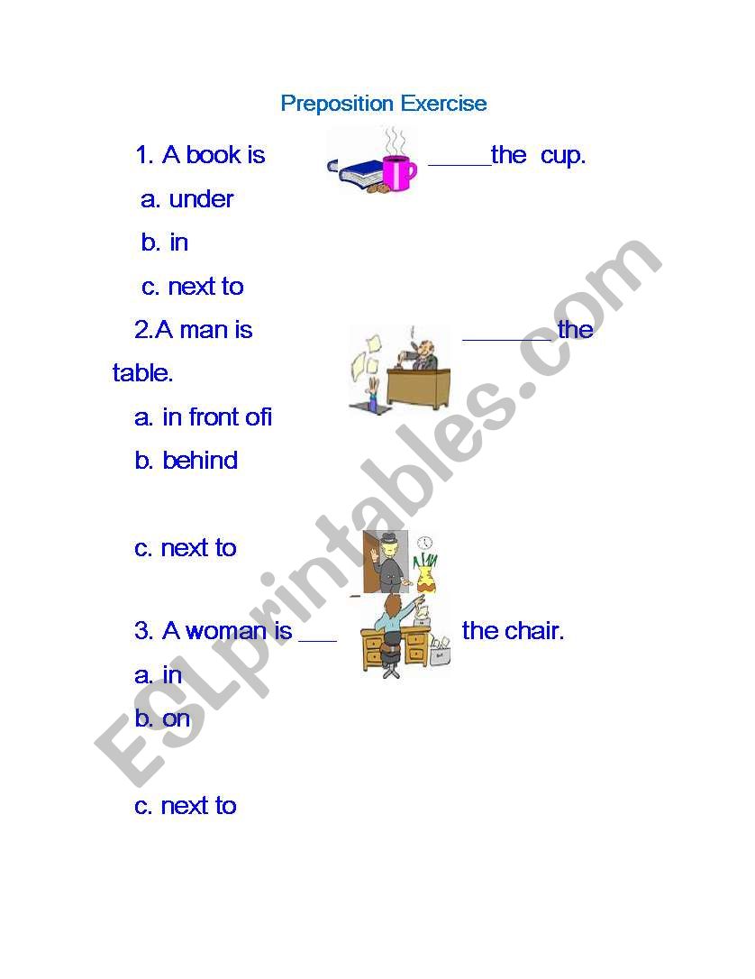 preposition worksheet