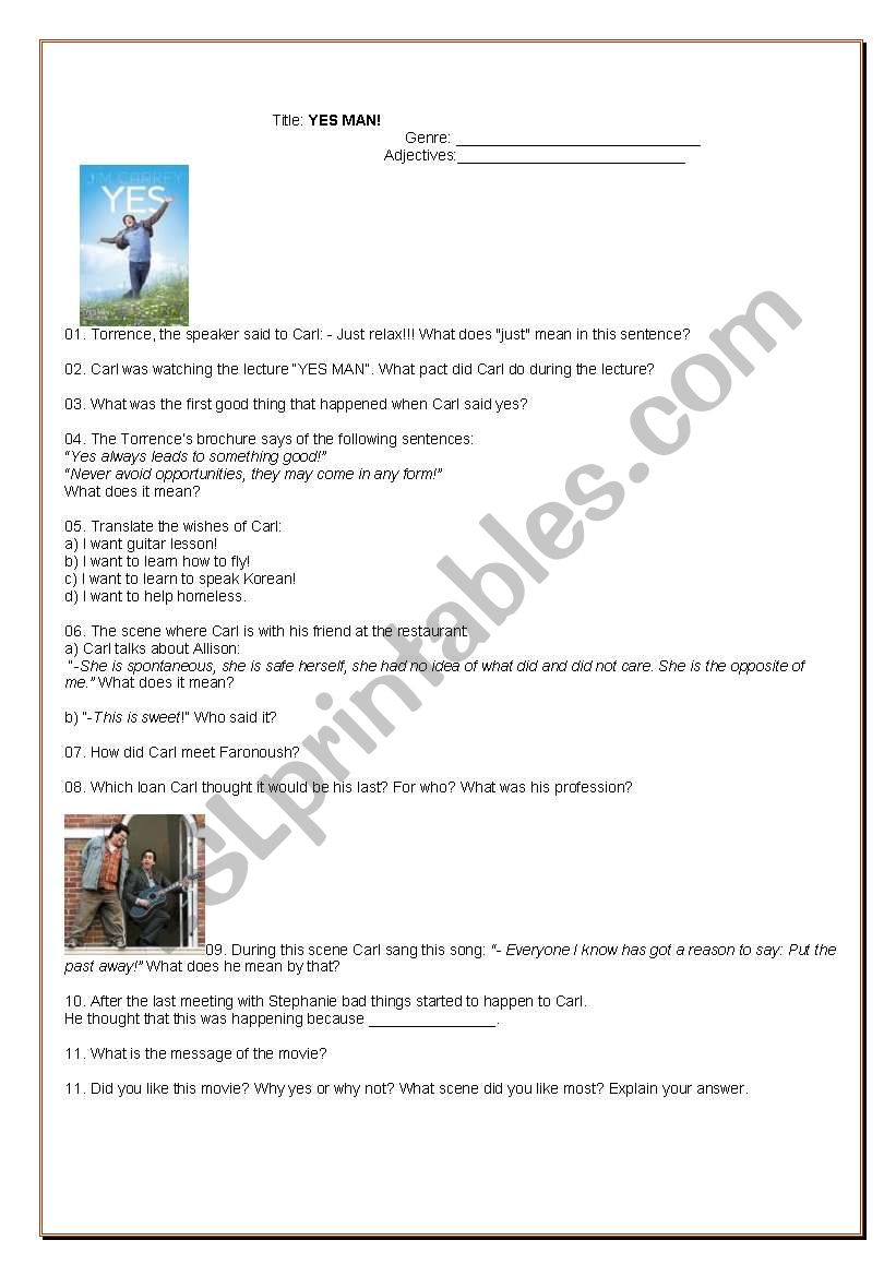 Movie Yes Man worksheet