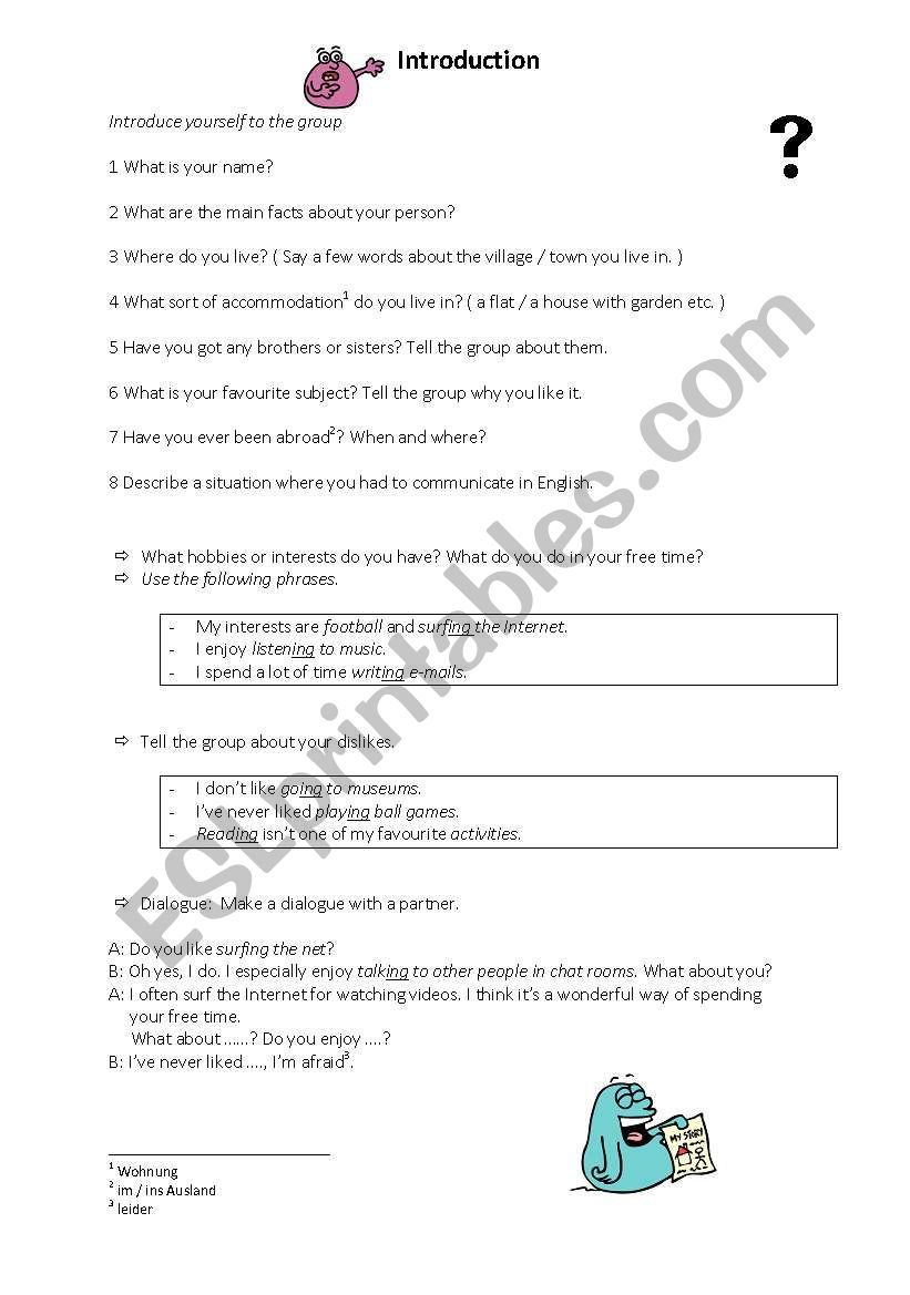 introduce your self worksheet
