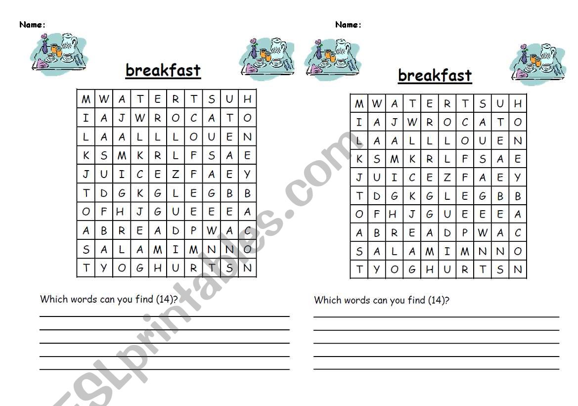 Breakfast Domino worksheet