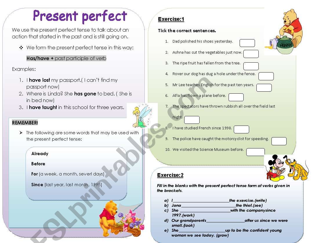 Present Perfect Tense worksheet