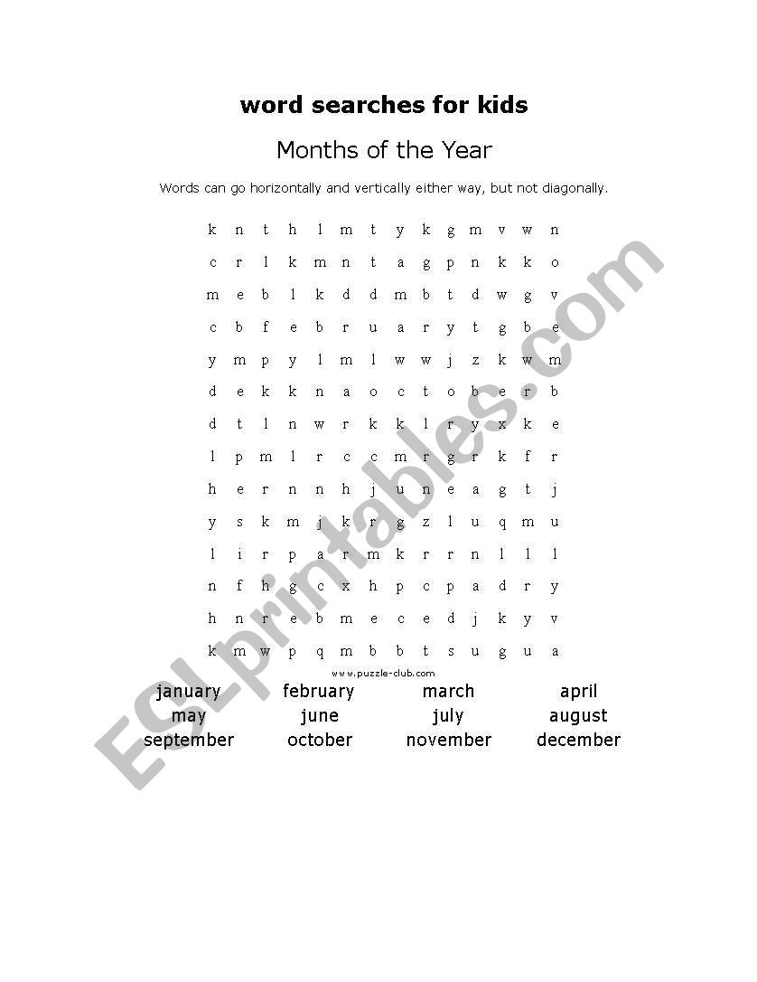 word search worksheet