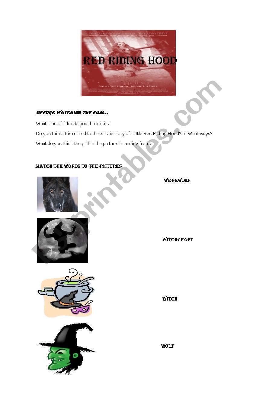 Red Riding Hood worksheet