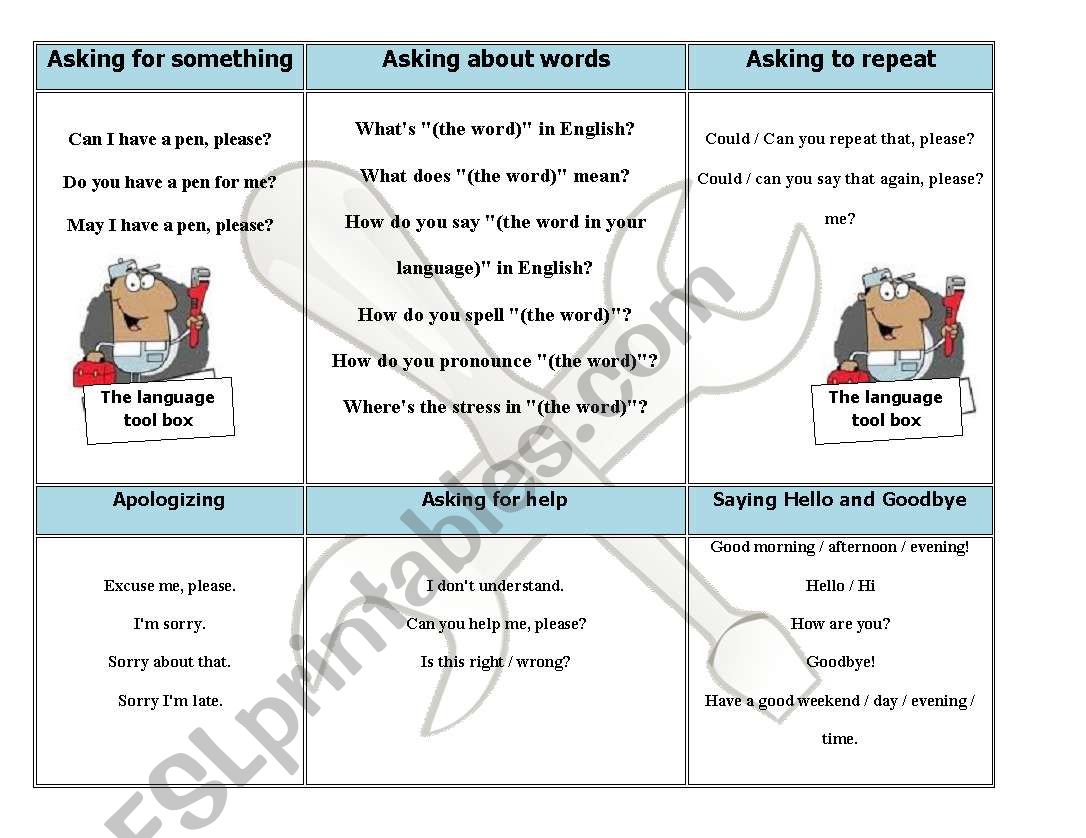 Language Tool Box  worksheet