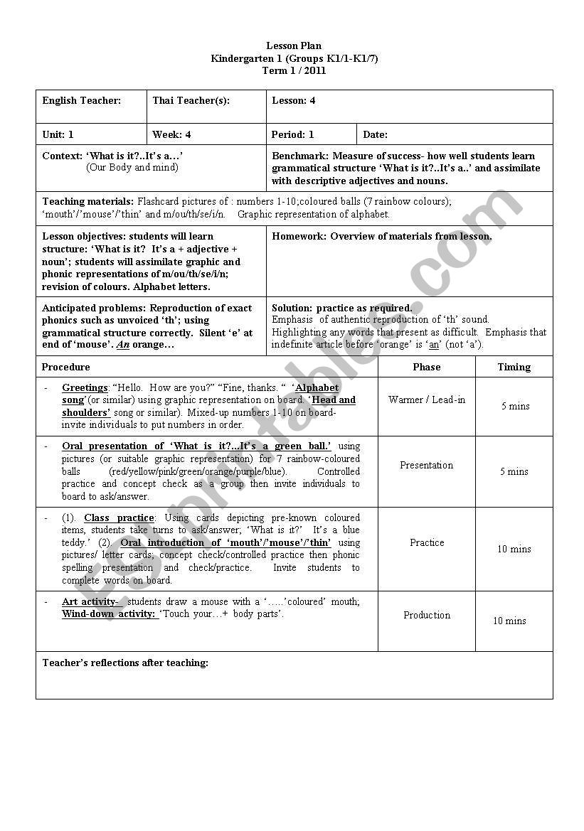 Kingdergarten  worksheet