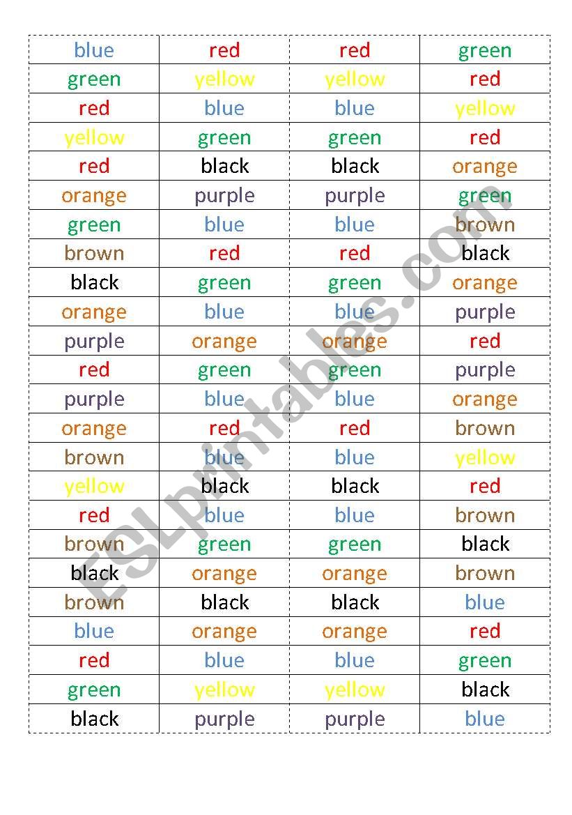 Colours DOMINO worksheet