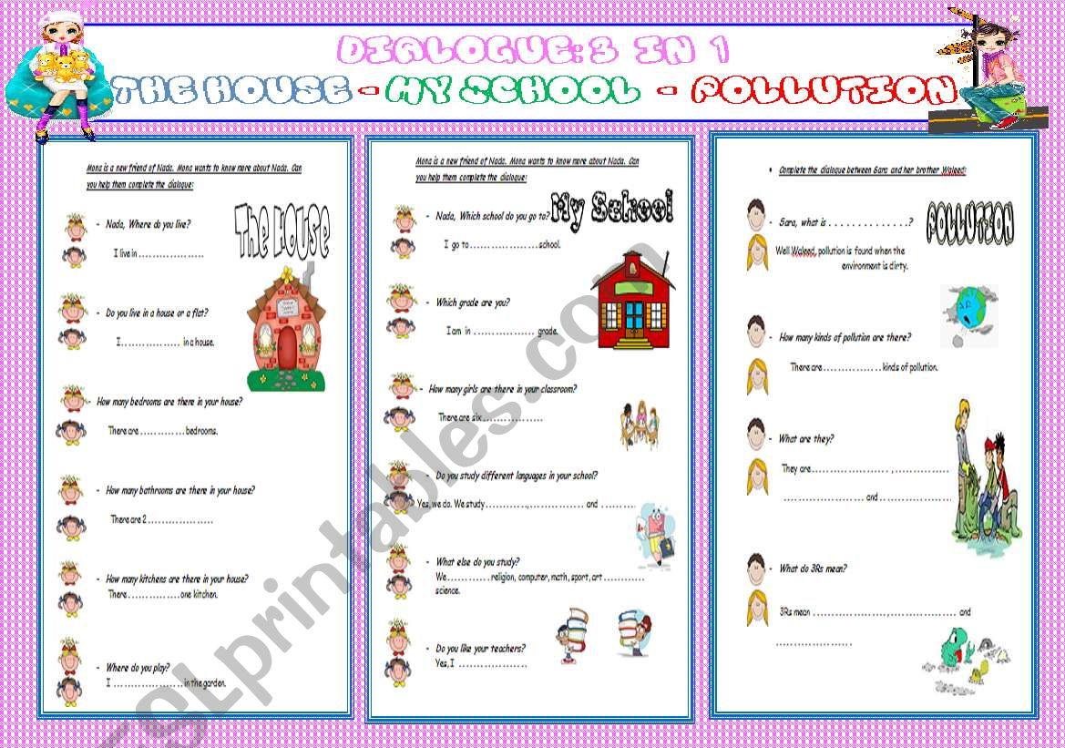 Dialogue ( 3 in 1 ) worksheet