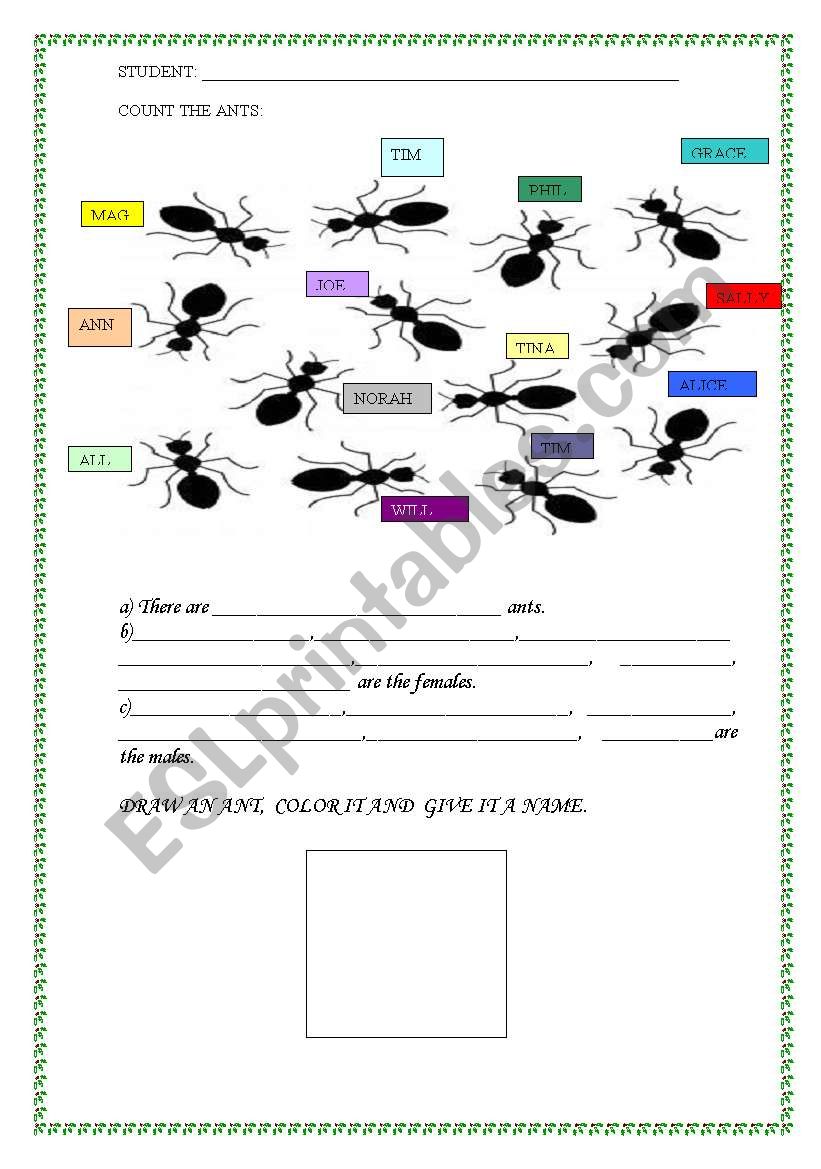 COUNT THE ANTS worksheet