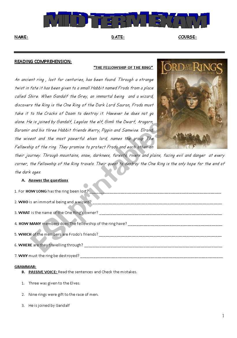 the lord of the rings - global exam