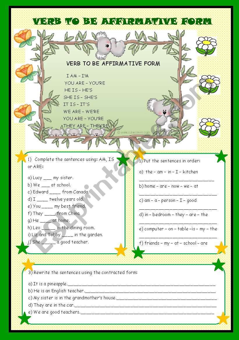 VERB TO BE worksheet