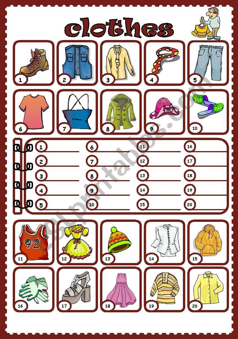 Clothes worksheet