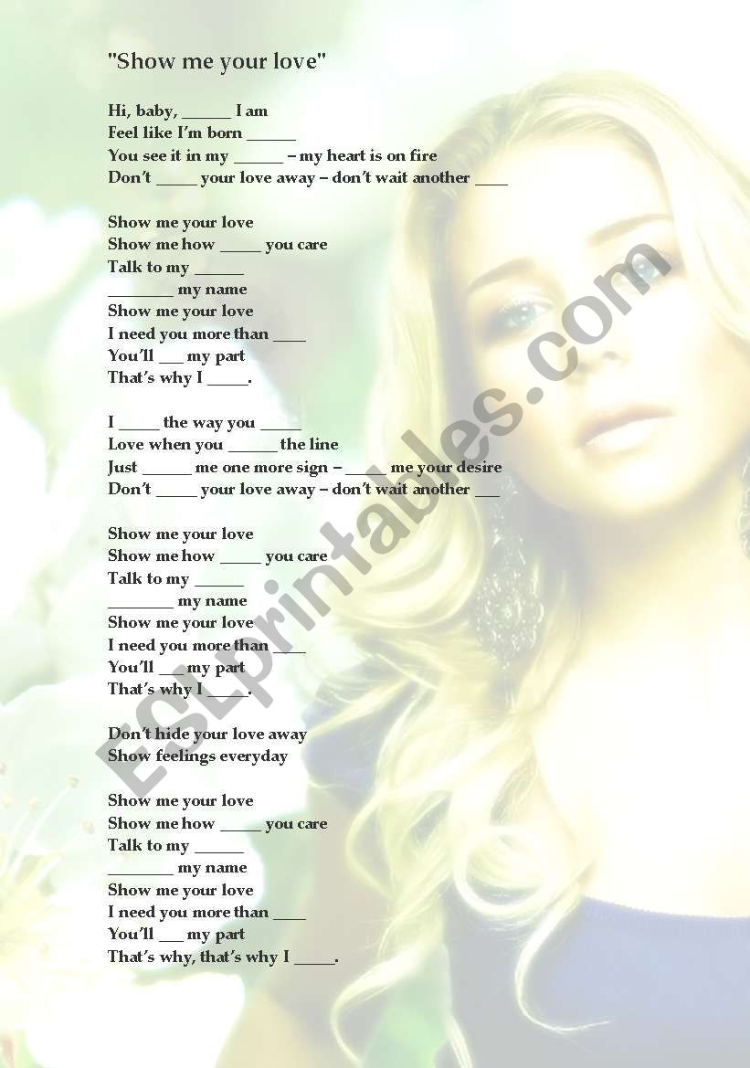 Tina Karol - Show Me Your Love song worksheet