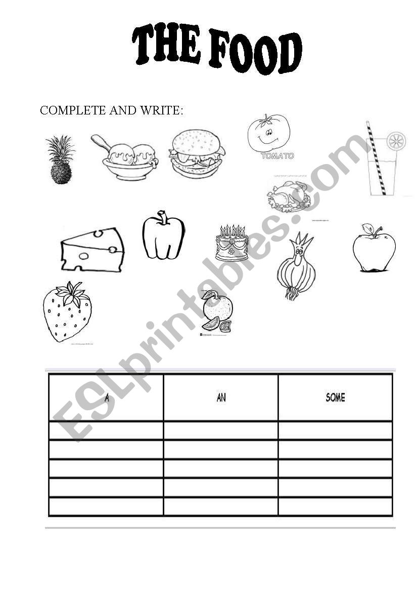 food+desserts worksheet