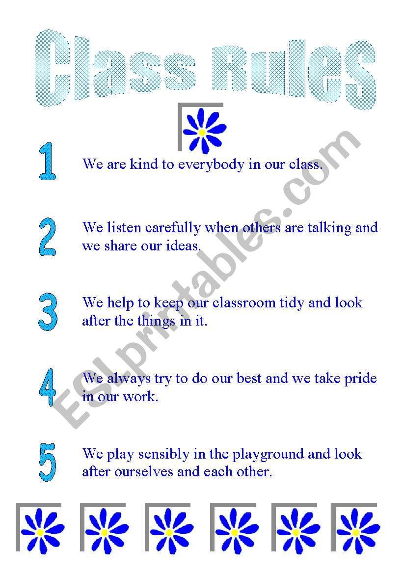 Class rules Chart worksheet