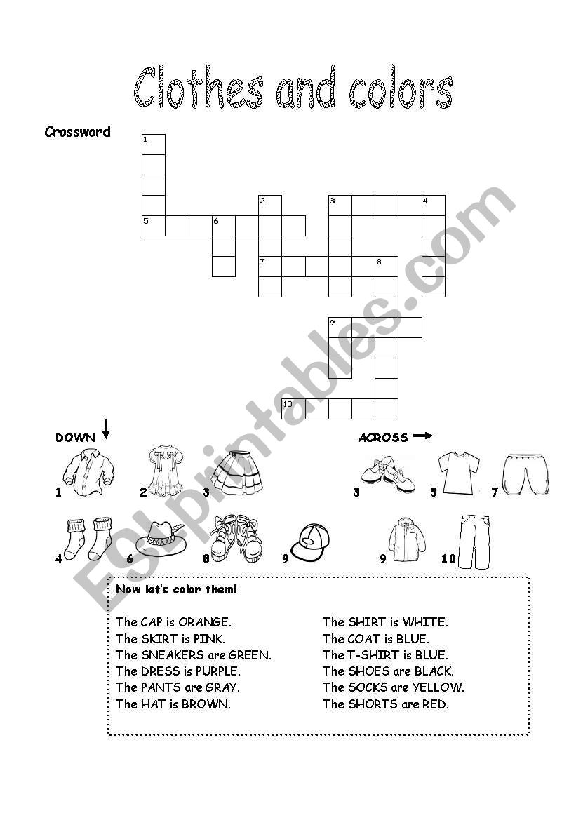 Clothes and colors worksheet