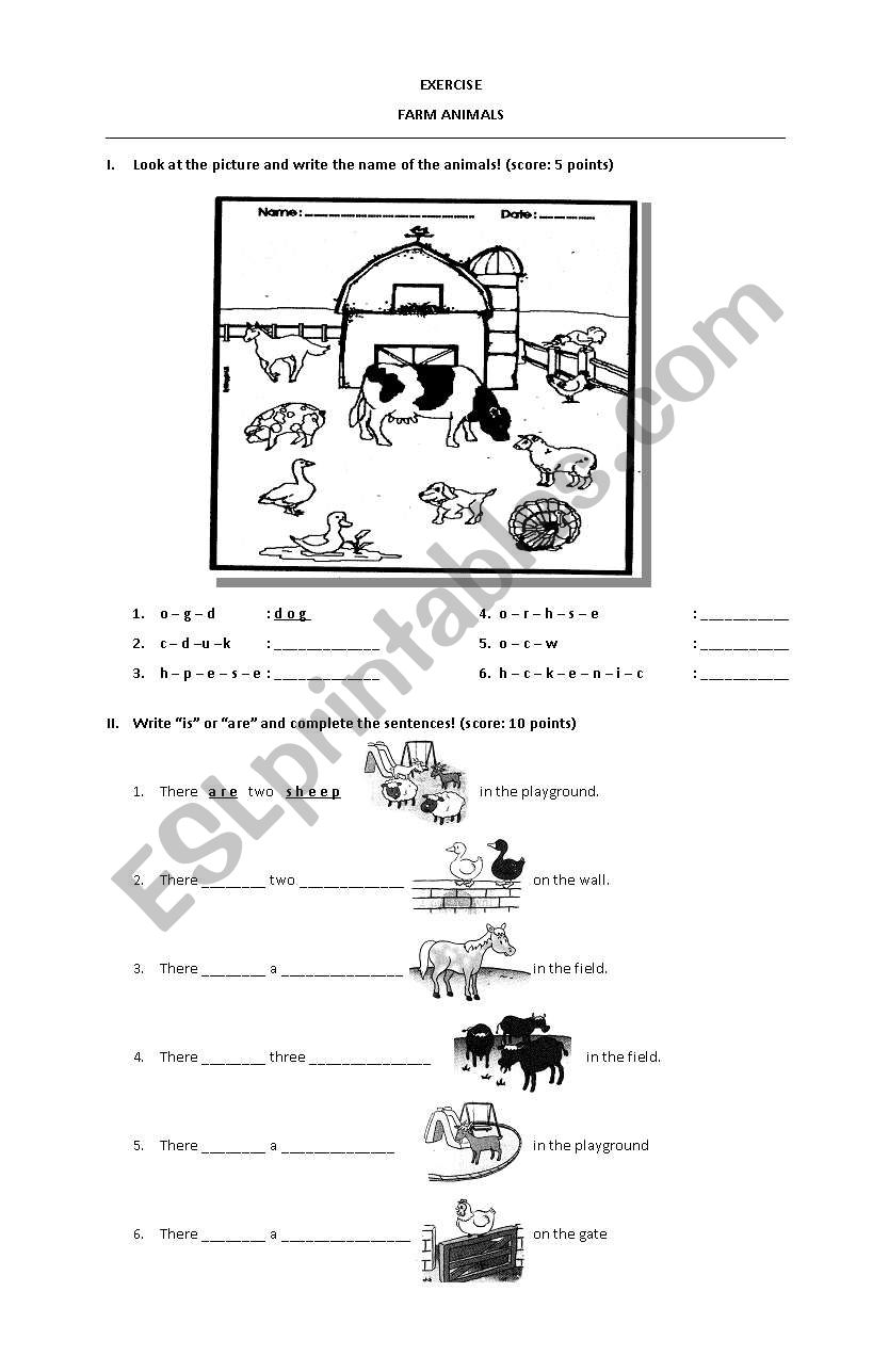 FARM ANIMALS worksheet