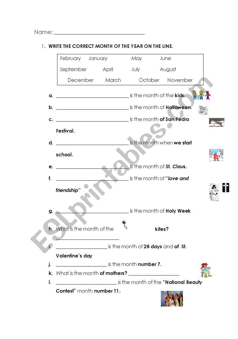 MONTHS OF THE YEAR worksheet