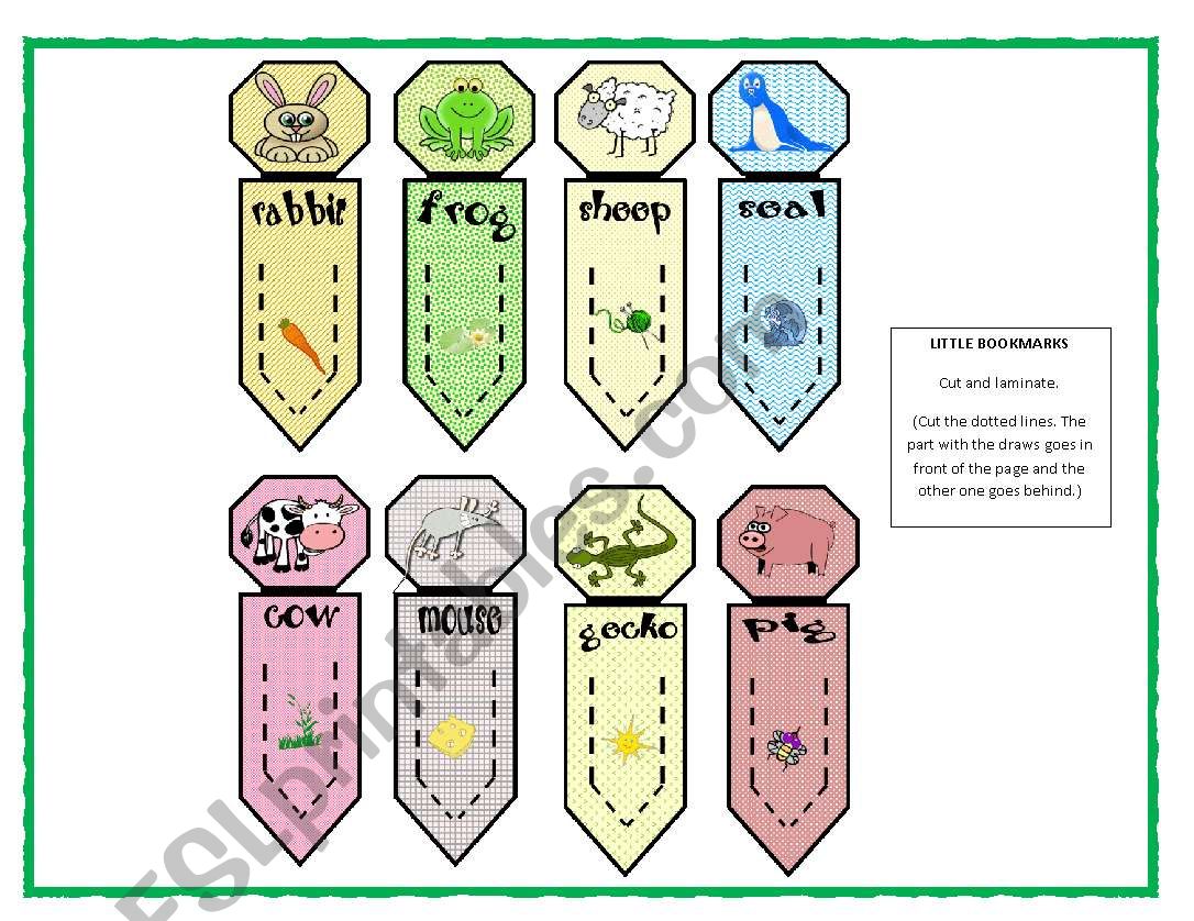 LITTLE BOOKMARKS-animals worksheet