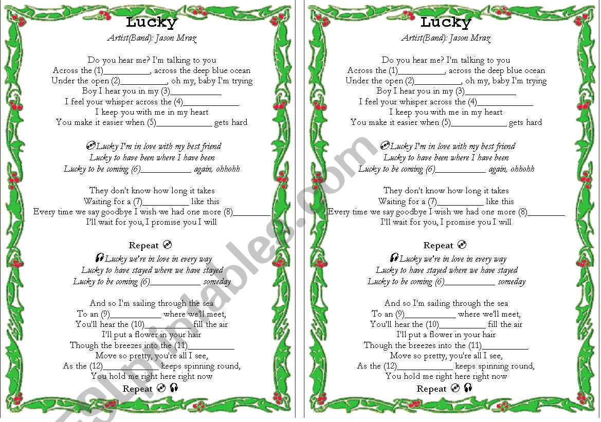 Lucky song - Mass and Count Nouns