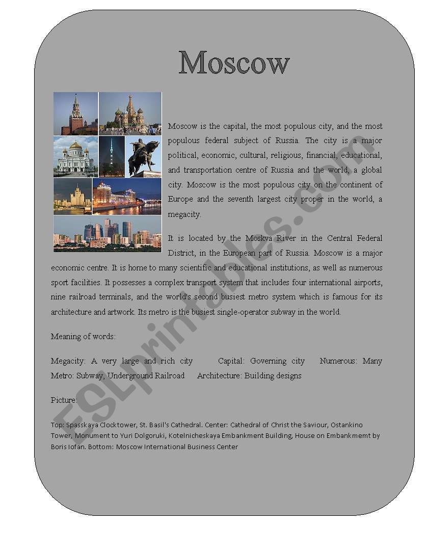 City 7 ( Moscow) worksheet